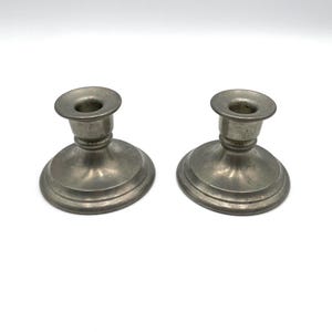 Nantucket Pewter Single Taper Candleholders, Set of 2, 3” Tall x 4.75” Wide