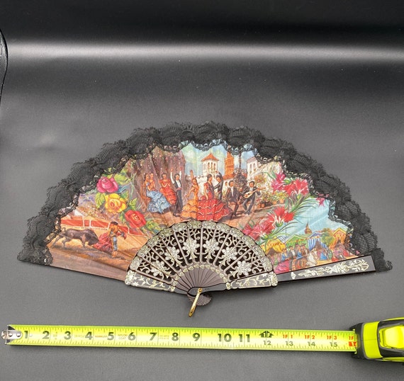Sevilla Style Vintage Hand Fan in Vivid colors on… - image 9