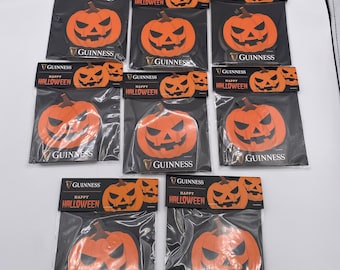 Vtg Halloween Coasters from Guinness Beer, Pumpkin Coasters, Set of 40 Jack O Lanterns Coasters, Foreign Edition South Korea, Party Decor
