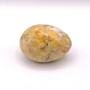 Italian Alabaster Egg in Marbled Yellow, White, and Gray