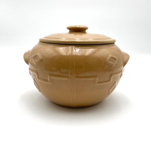 Rustic Farmhouse Brown Glaze Double Handled Stoneware Bean Pot or Cookie Jar