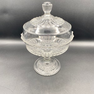 SALE 1900s Wedding Compote with Lid in Clear Glass,