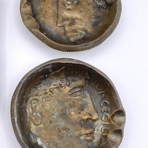 Italian Round Ceramic Ashtrays with a Roman Profile - Cigar or Pipe Ashtray - SOLD INDIVIDUALLY