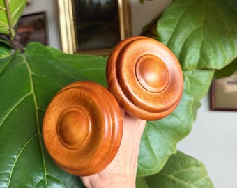 Medium Colored Wood Curtain Tiebacks Medallion Holdbacks Set of 2