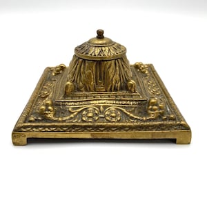 French Victorian Bronze Single Inkwell, Antique, Late 19th Century