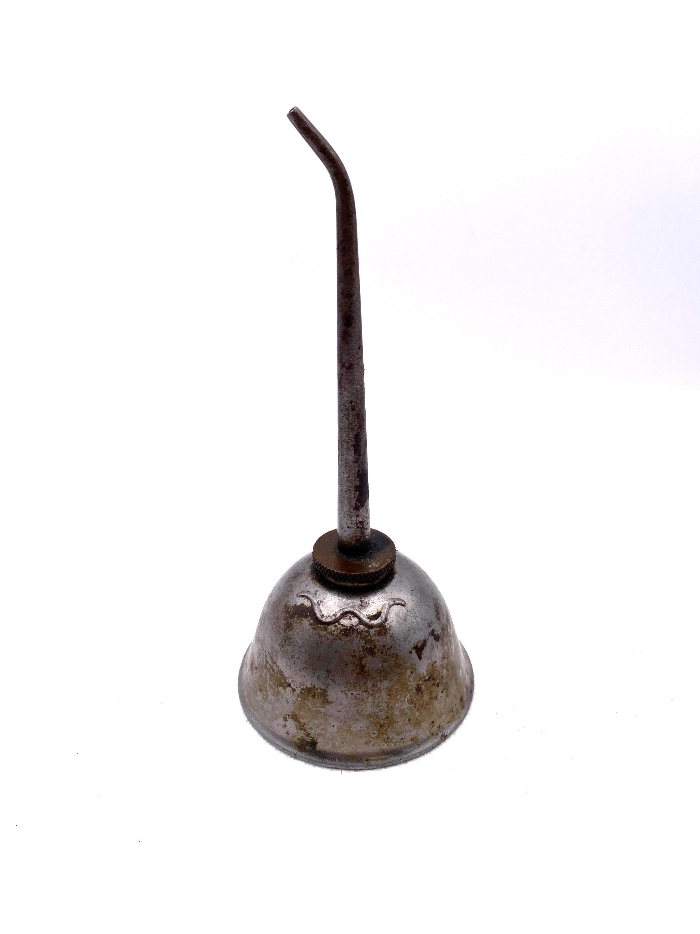 Vintage 1930s-1940s Eagle Thumb Oil Can With Angled Nozzle, 7.5