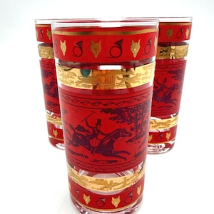 Red and Gold Glassware - Etsy