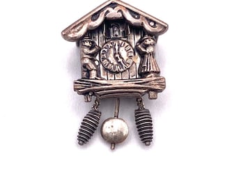 Sterling Silver Black Forest Vintage Clock Charm for Bracelet or Pendant for Necklace