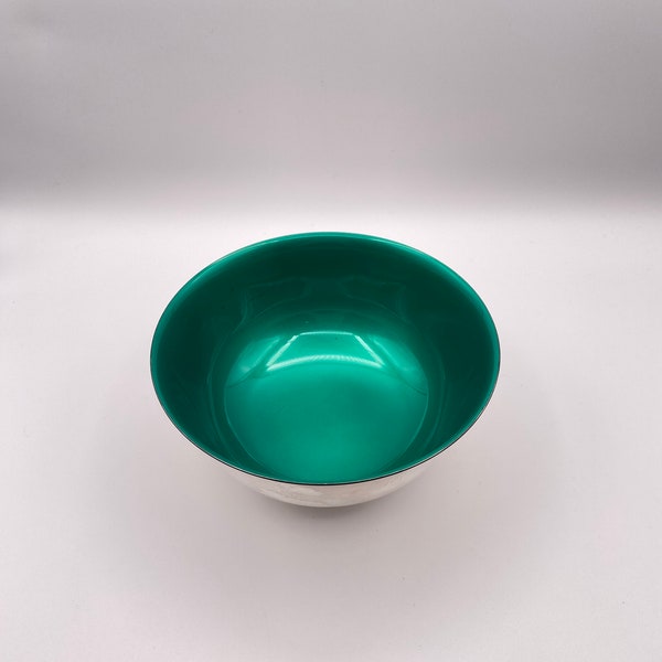 Reed & Barton Emerald Green Enameled Silver-plated Bowl MCM Enameled Bowl 1120