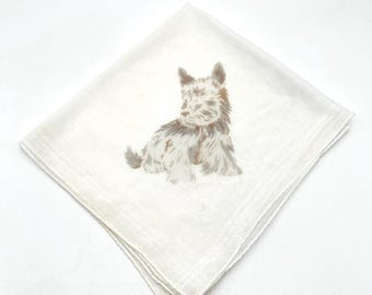 1940s-1950s Scottie Dog Handkerchief, 12"