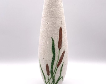 1950s Textured Cattail Vase Signed and Dated by Maker