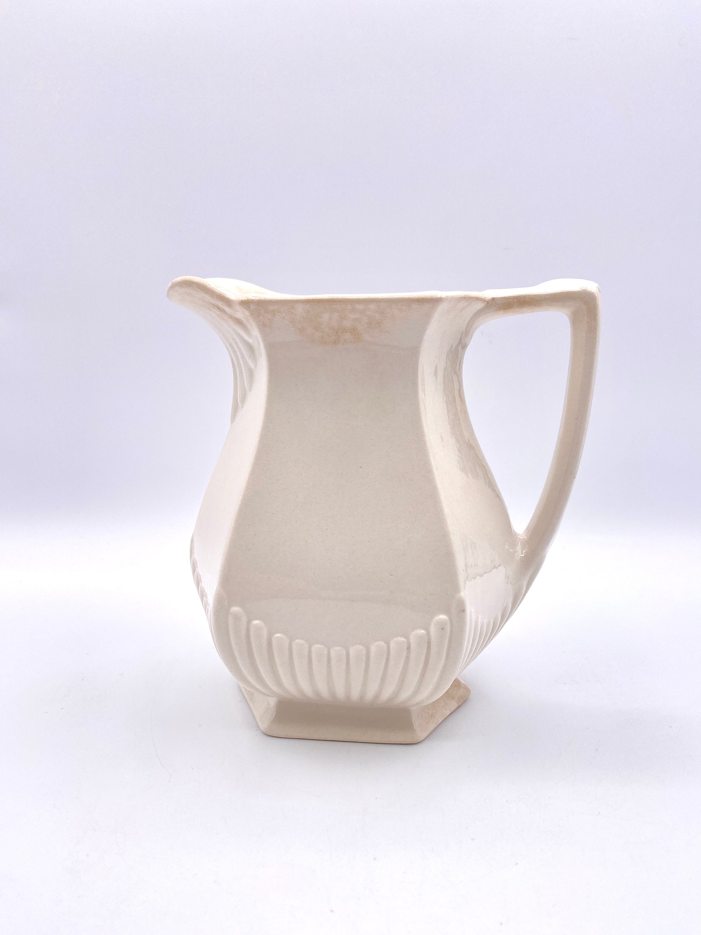 English Ironstone Hexagon Shape Empress Pitcher made by Wm. Adams & Sons in England