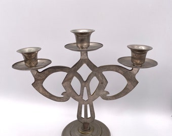 Celtic Style Silver Metal Triple Candelabras 9.25" x 10.25" - Sold Individually