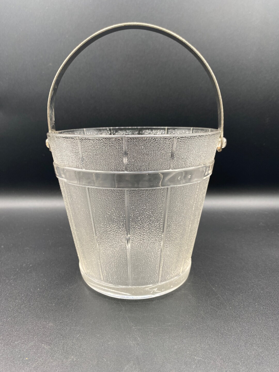 Vintage Frosted Glass Ice bucket With Textured Etsy
