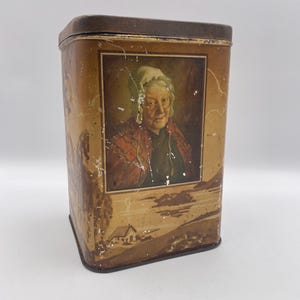 Vintage 1900s Scottish Biscuit Tin: Litho Countryside Scene