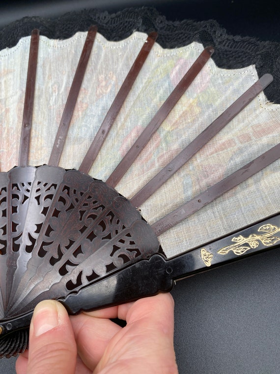 Sevilla Style Vintage Hand Fan in Vivid colors on… - image 7