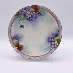 Violets Limoges Porcelain Plate Violets Pattern, Purple and Blue Flowers, 6&quot; Diameter