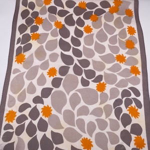 Vintage 50s Floral Acetate Scarf: Orange Daisy Mod Print