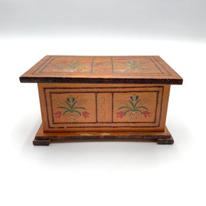 Hand Painted Wooden Trinket Box - As Is