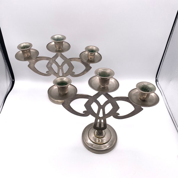 Celtic Style Silver Triple Candleholders