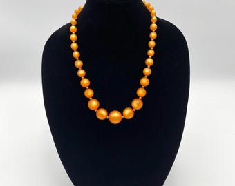 Orange Graduated Bead Neckace with Small Gold Separater Beads, 24”