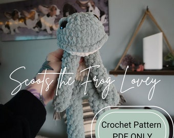 Patrón de crochet para el muñeco de peluche Scoots the Frog (solo PDF)