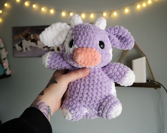 Chonky Purple Cow Crochet Plushie FINISHED PRODUCT