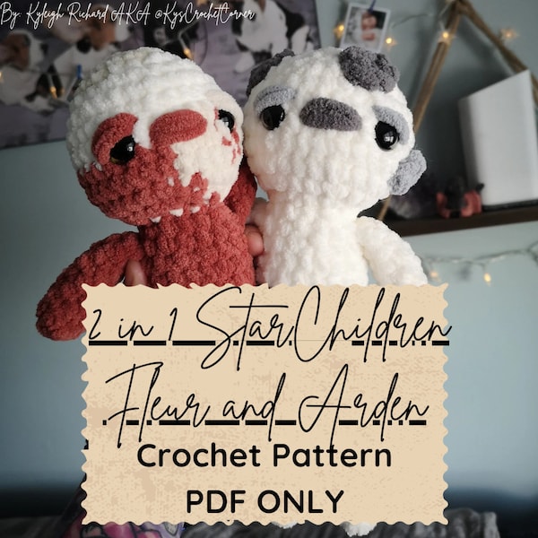 2 in 1 Fleur the Pluto and Arden the Moon; StarChildren Crochet Pattern PDF ONLY