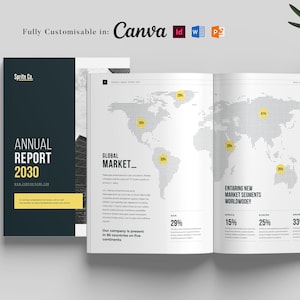 Annual Report Template: Case Study Brochure, Business Proposal, Canva, MS word, InDesign