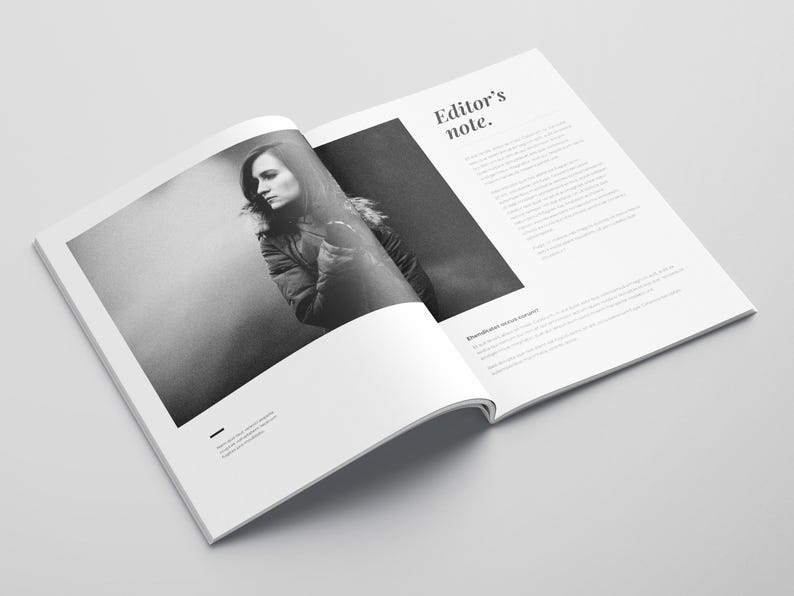 May include: A black and white photo of a woman wearing a jacket, featured in a magazine spread with the text "Editor's note."