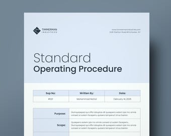 SOP Template: Standard Operating Procedure, Work Process (A4 & US Letter)