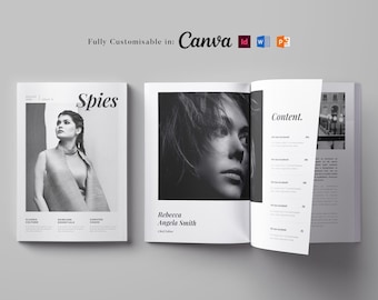 インテリア雑誌テンプレート：カスタマイズ可能なパンフレット、電子書籍デザイン（Canva、InDesign、Word）