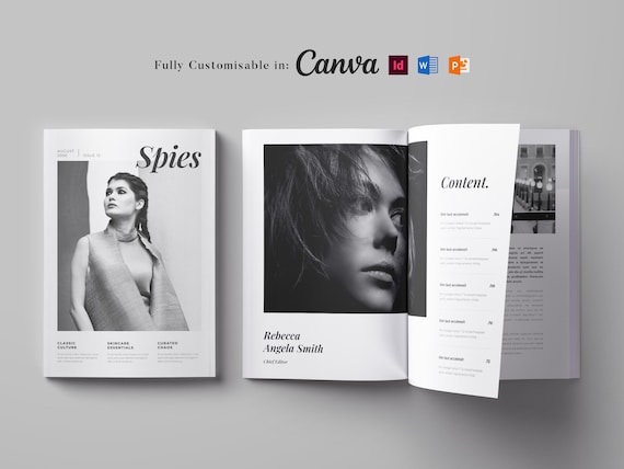 Interior Magazine Template: Customizable Brochure, eBook Design (Canva, InDesign, Word)