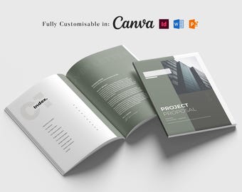 Business Proposal Template, Corporate Brochure: Marketing Proposal, Client Statement (Word, Canva)
