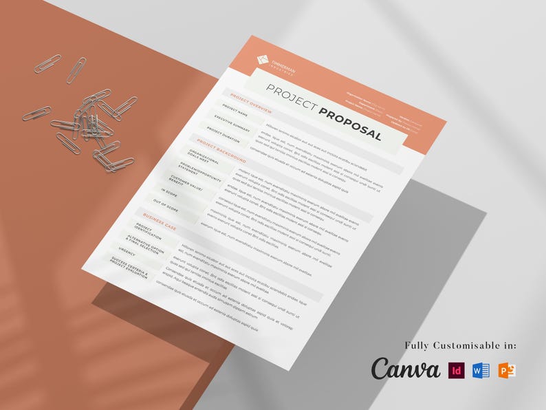 Project Proposal Template: Corporate Business (MS Word, Canva) - Etsy