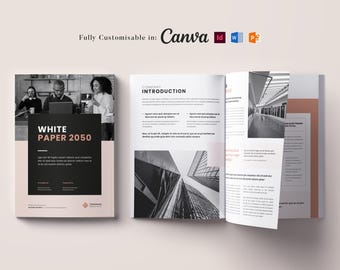 Printable White Paper Template: Business Brochure, Canva, Word, InDesign