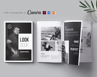 Mall för modelookbook: Produktkatalog för detaljhandeln (Canva, MS Word, InDesign, PowerPoint)