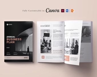 Business Plan Template:  Small Business Planner, MS Word, Canva, InDesign, PowerPoint