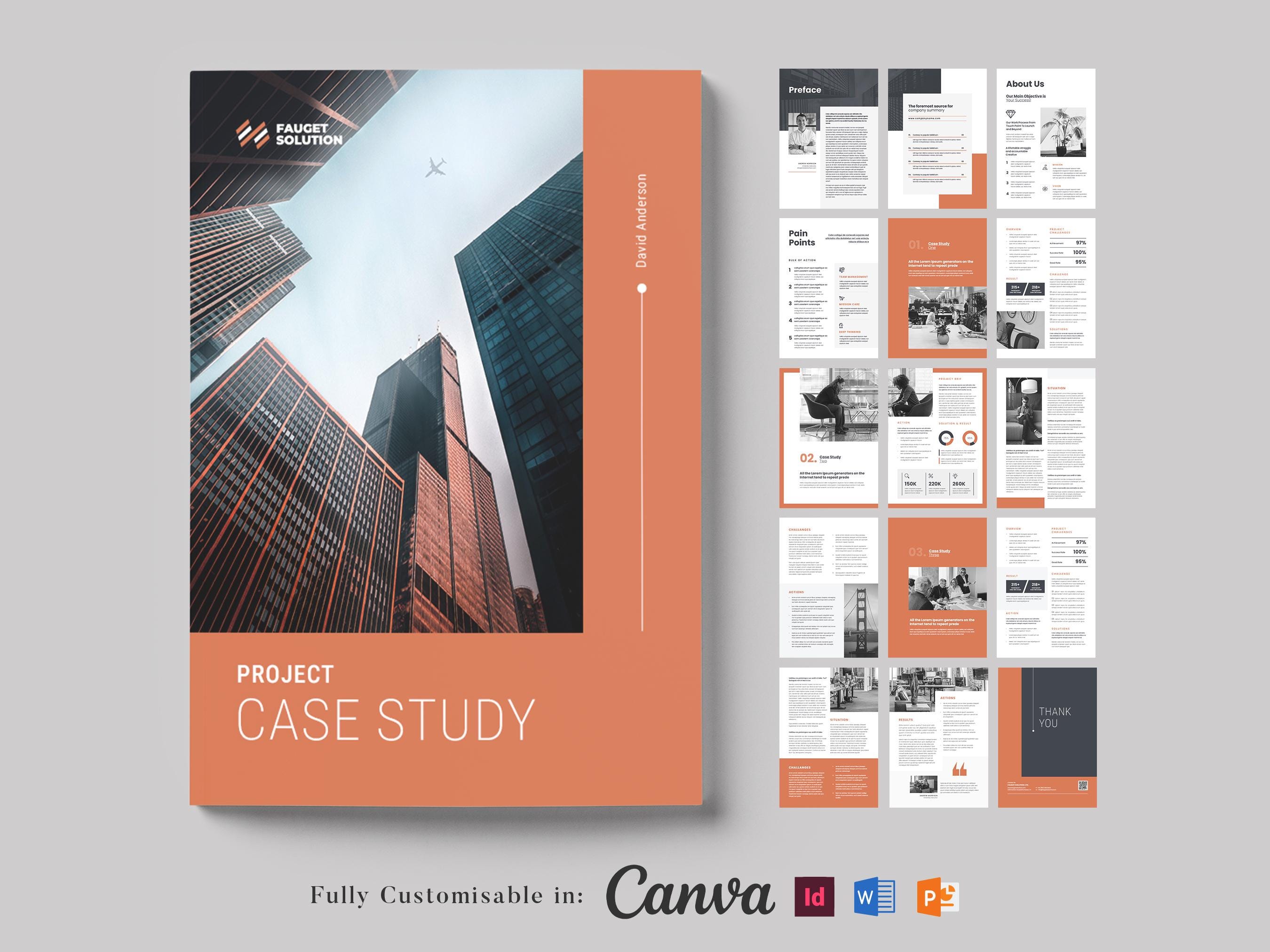 Case Study Template, Canva Case Study, Marketing Brochure, Data Sheet, Project Case Study, Project Report | MS Word Template, Canva