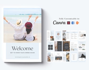 Airbnb Welcome Book Template: Modern Beach House Guide (Canva)