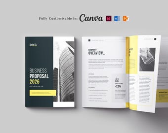 Business Proposal Template: Marketing Proposal, Client Proposa, MS Word, InDesign, Canva (A4 Size)
