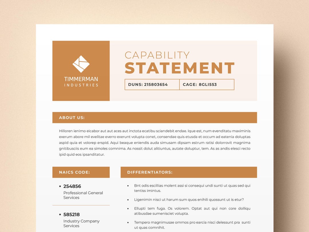 Business Capability Statement Template: Corporate Profile (indesign ...