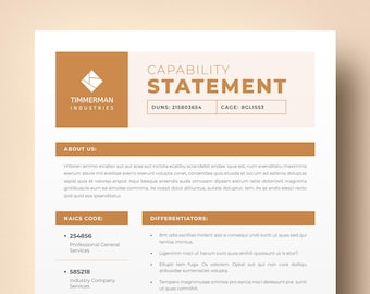 Business Capability Statement Template: Corporate Profile (InDesign, Canva, Word, PPT)