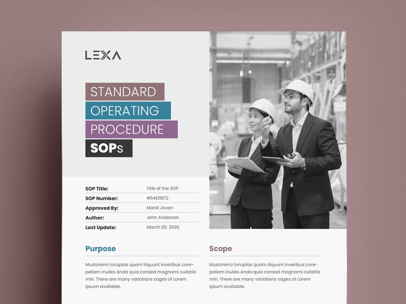 Standard Operating Procedure Template: Project Details, Work ...