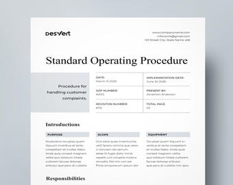 Editable SOP Template: Standard Operating Procedure (A4 & US Letter)