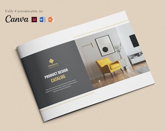 製品カタログテンプレート：価格ガイド、Canva、InDesign、Word向けのモダンデザイン（A4＆USレター）