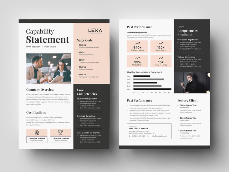 Examples Capabilities Brochure Indesign Business Capability Statement Template: Corporate Marketing Brochure ...