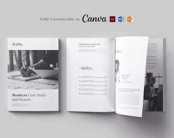 16-Page Case Study Template: Business Proposal, Data Sheet (Canva, Word, PowerPoint)