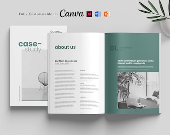 16 pages, Case Study Template, Canva Template, MS Word Template, Business Proposal, Data Sheet, Project Case Study, Project Report