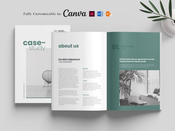 16-Page Case Study Template: Business Proposal, Project Report (Canva, MS Word)
